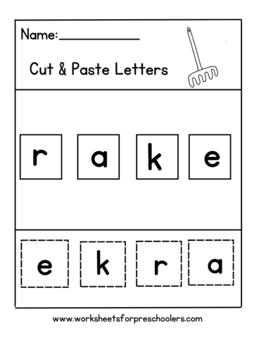 Cut and Paste Letter Worksheet Rake