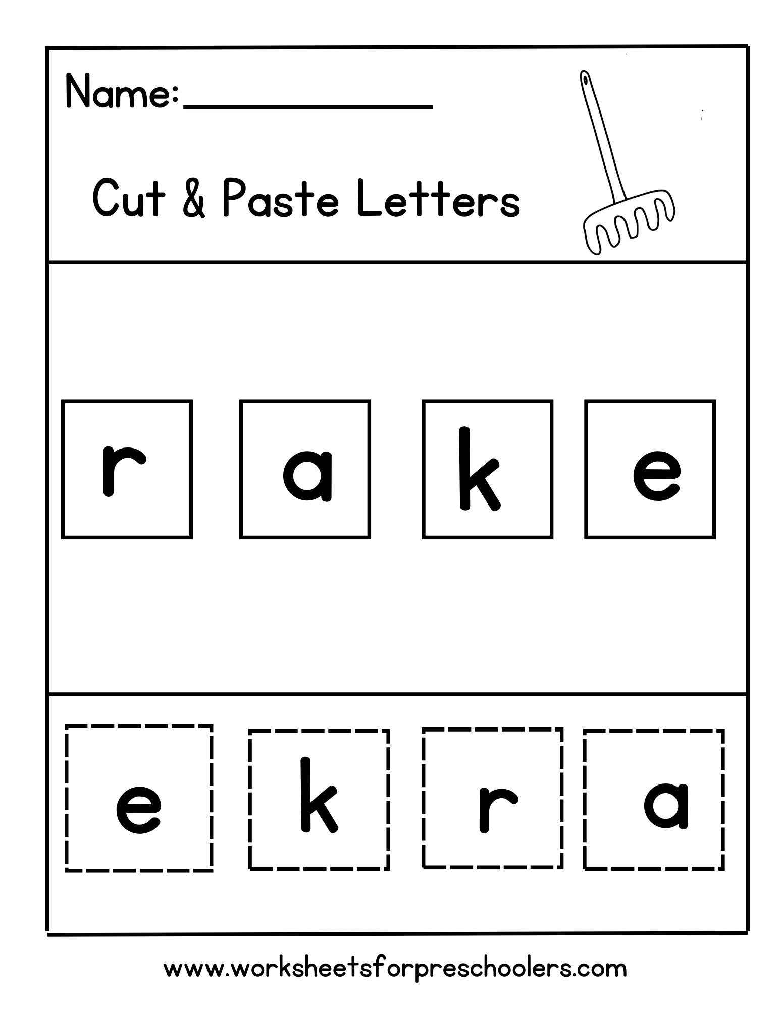 Cut and Paste Letters for Rake