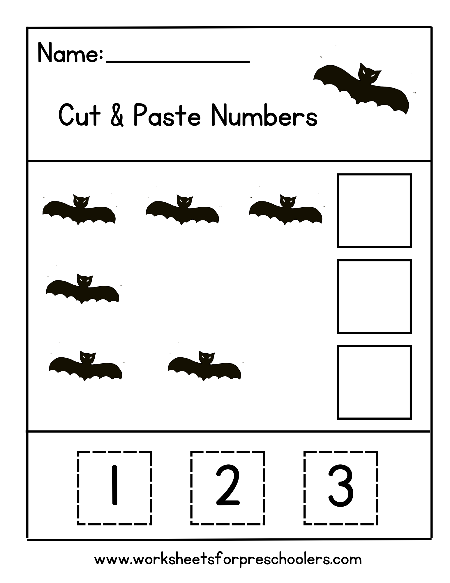 Halloween Counting Bats Worksheet 