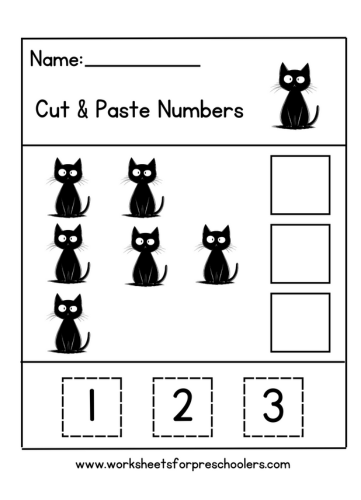 Halloween Cut and Paste Black Cat Worksheet 