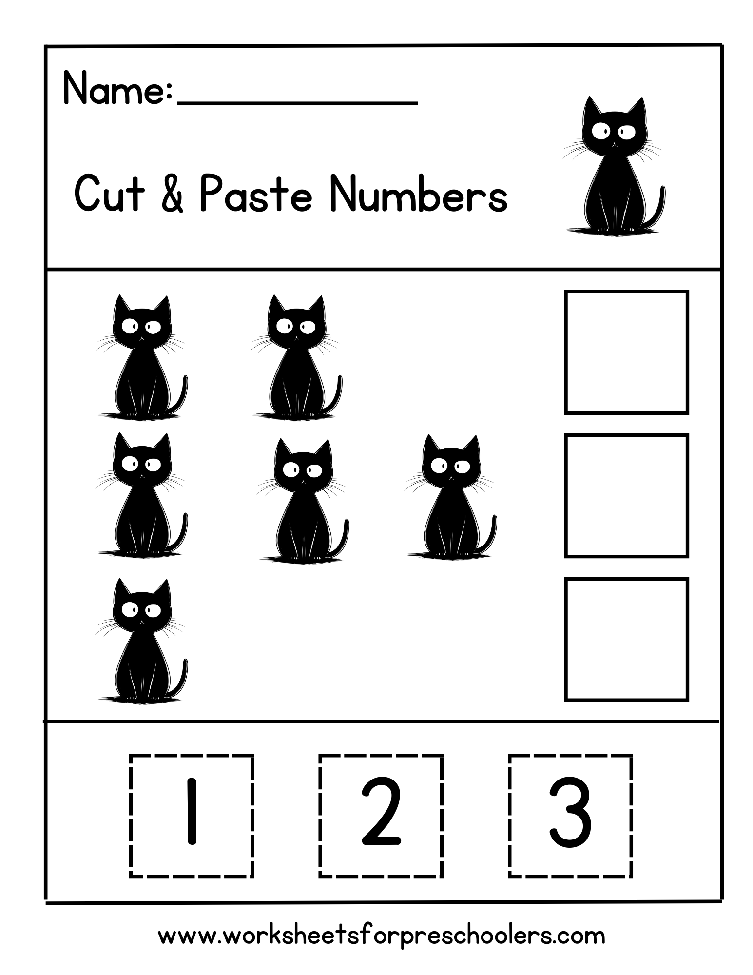 Halloween Cut and Paste Black Cat Worksheet 