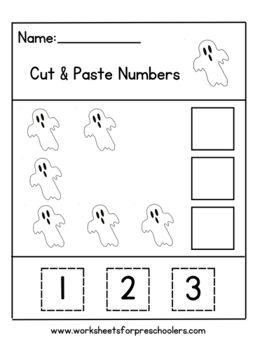 Halloween Cut and Paste Ghosts Worksheet Preschool
