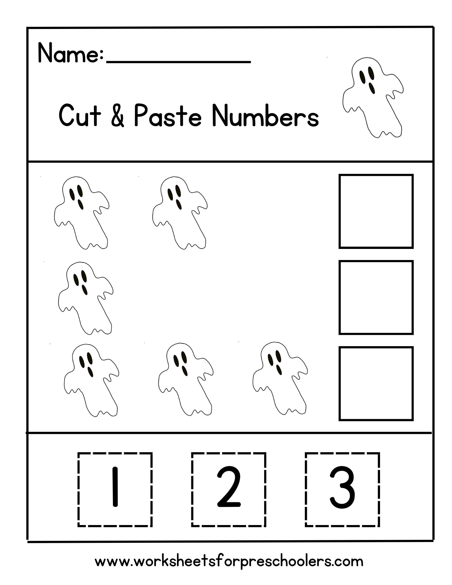 Halloween Cut and Paste Ghosts Worksheet 