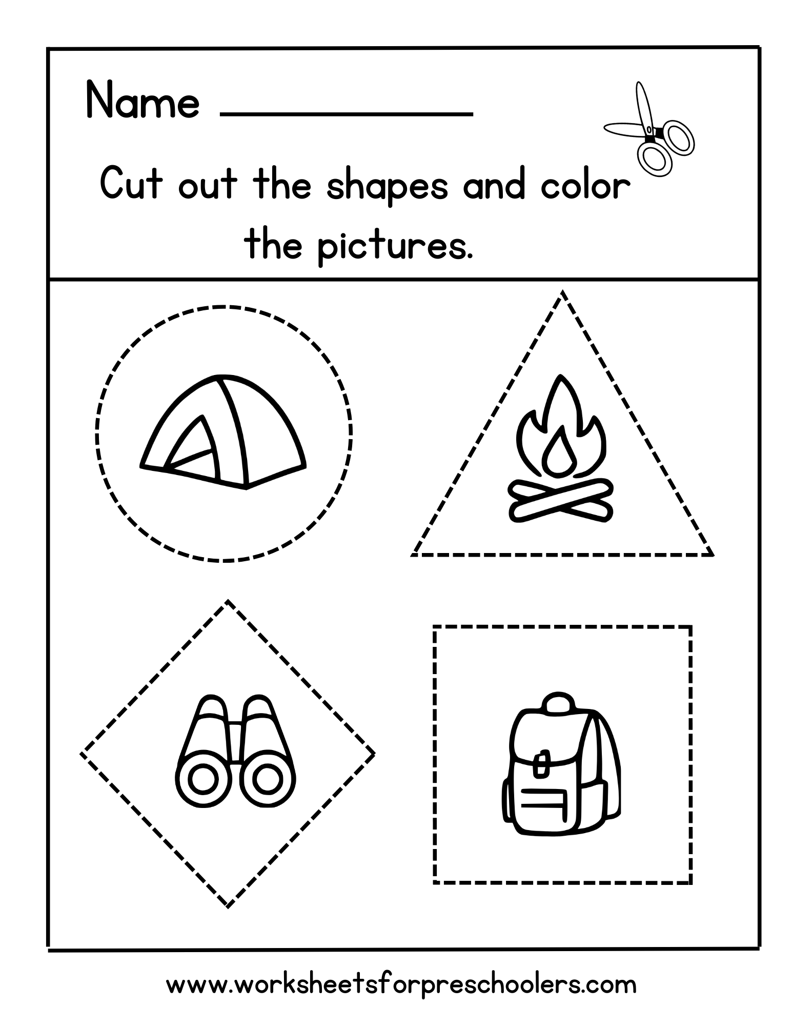 Cutout Shapes Worksheets