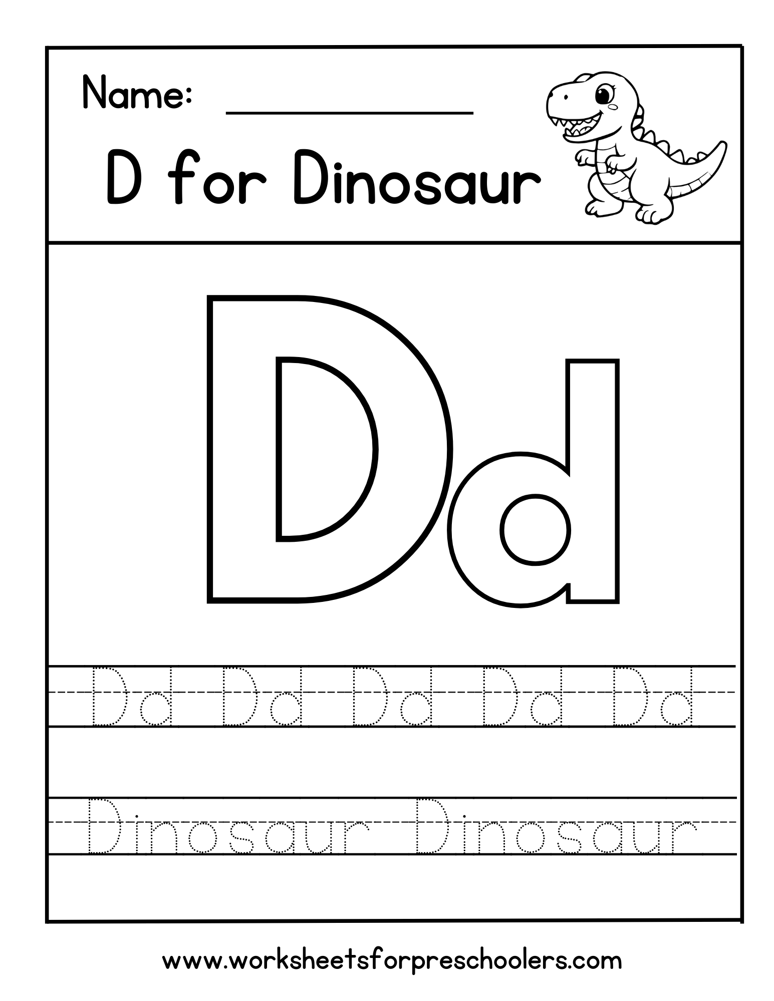 D for Dinosaur Worksheet