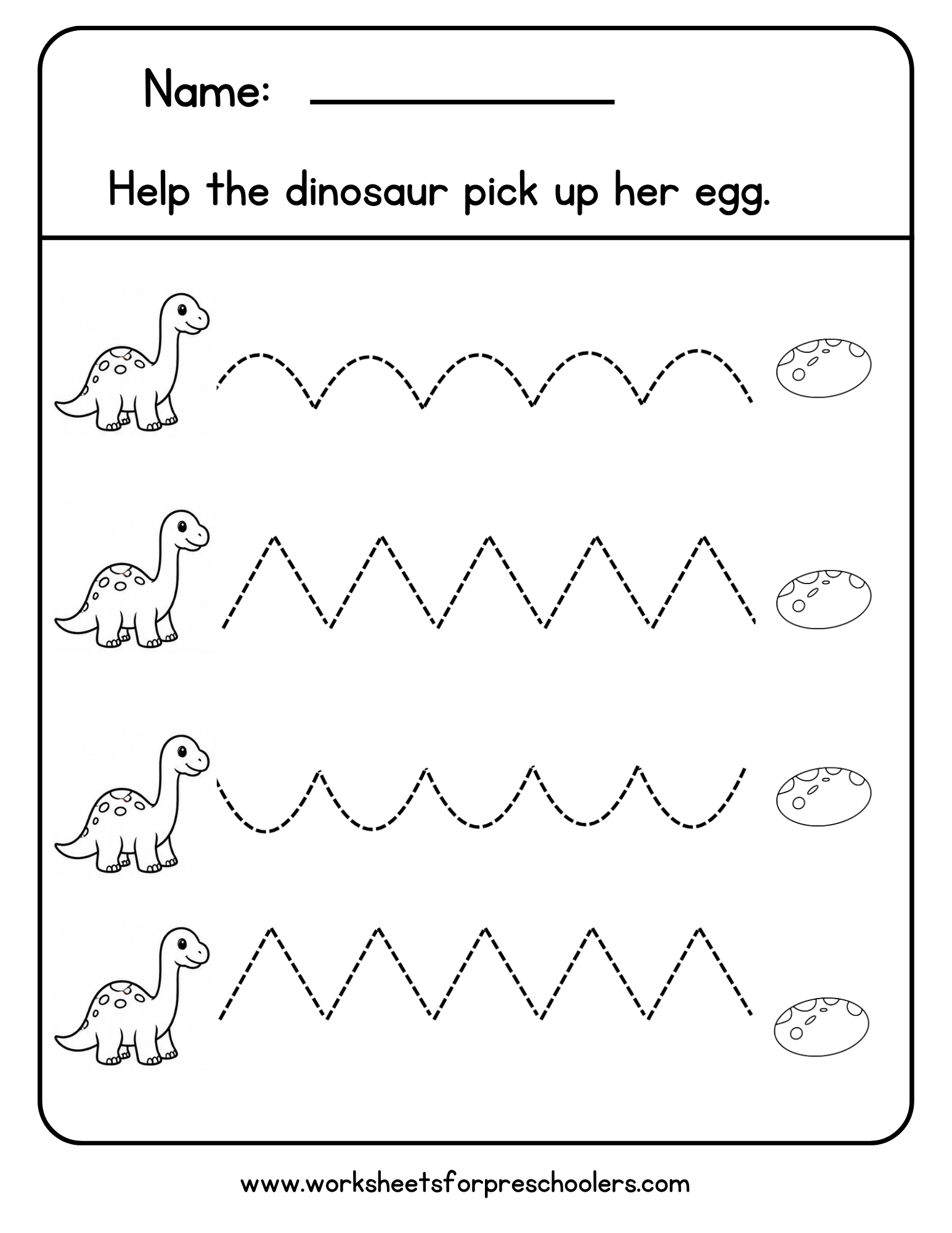 Dinosaur Line Tracing Worksheet Dinosaur Line Tracing Worksheet