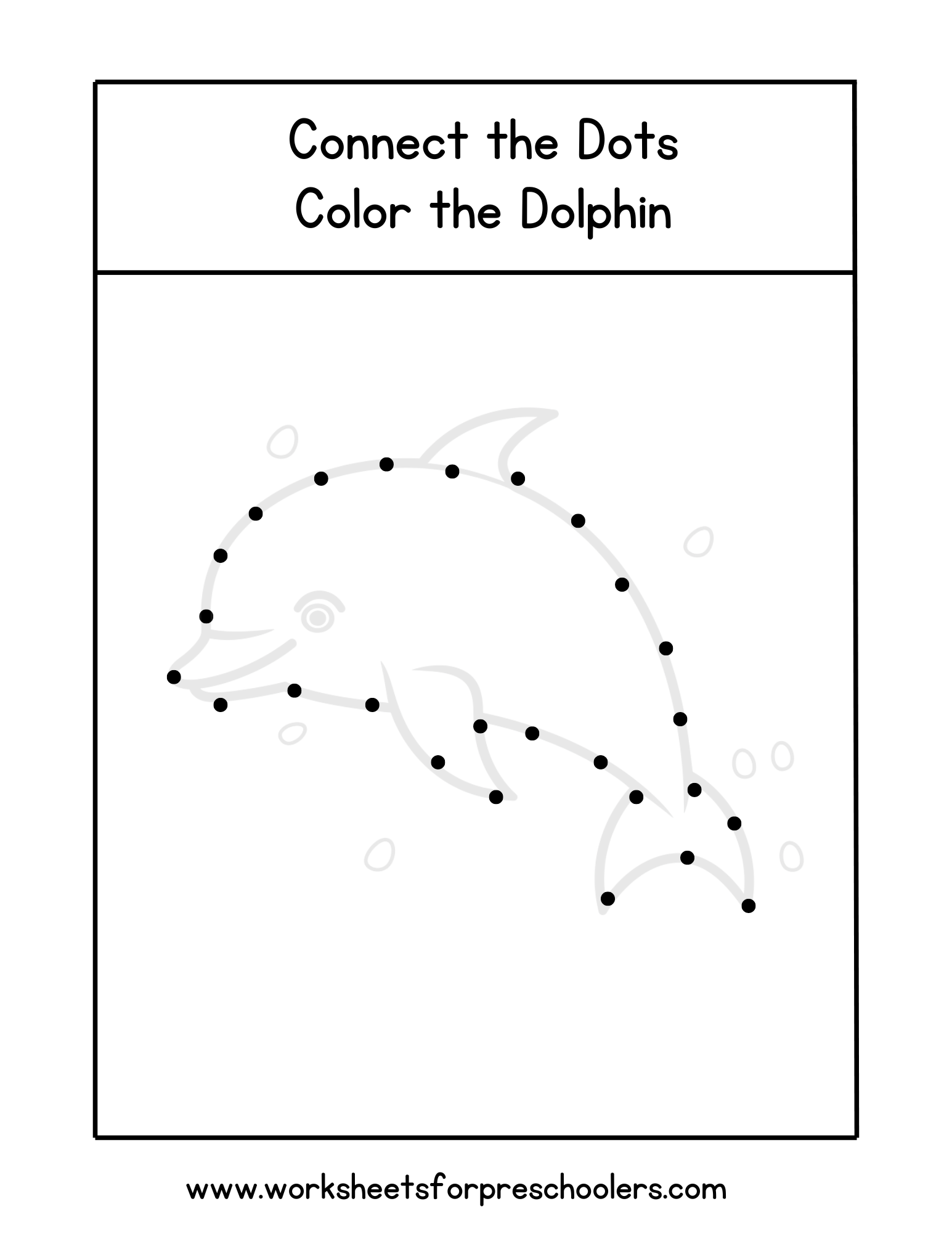 Connect the Dots Dolphin Worksheet Preschool