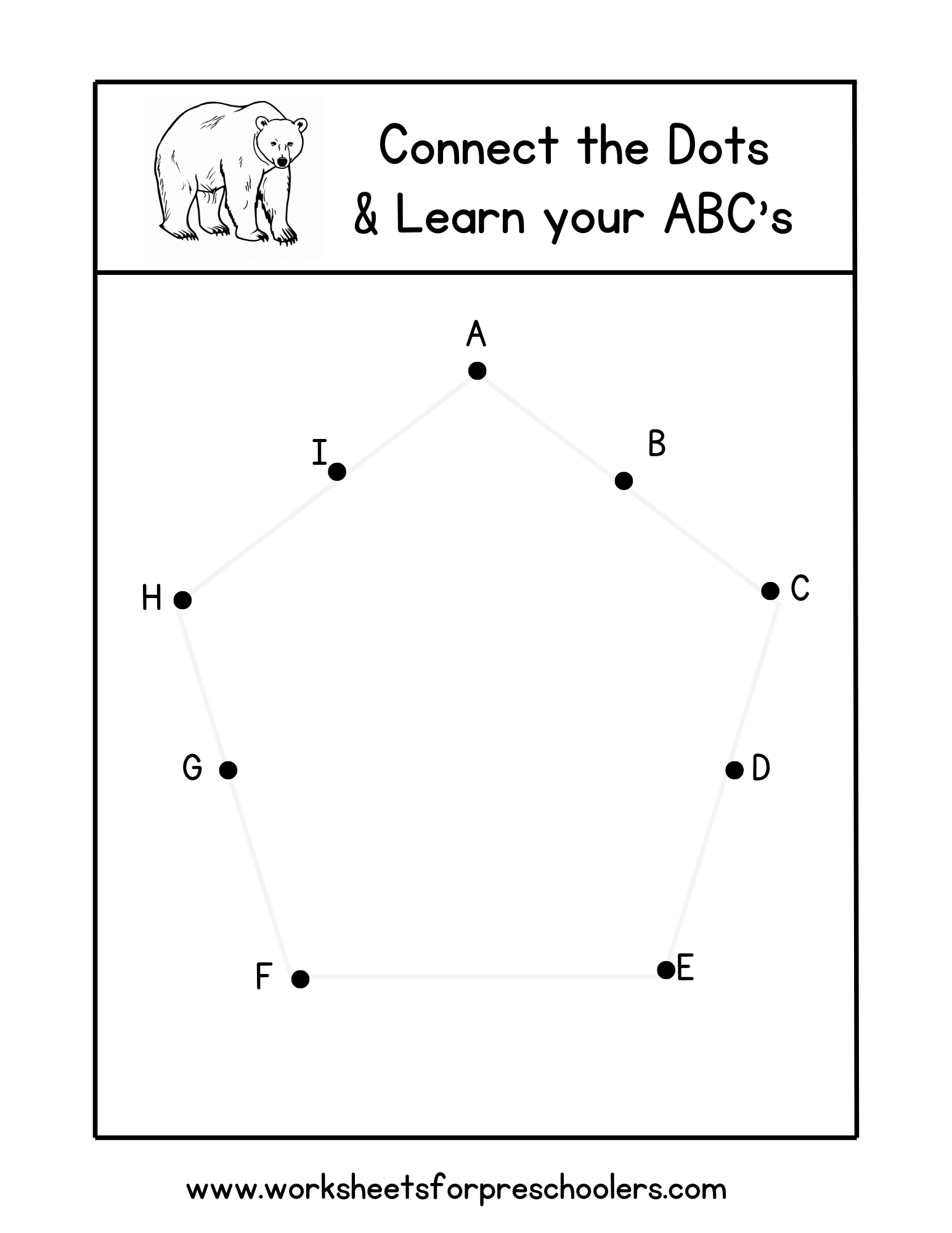 Connect the Dots Pentagon Shape Worksheet for Preschoolers