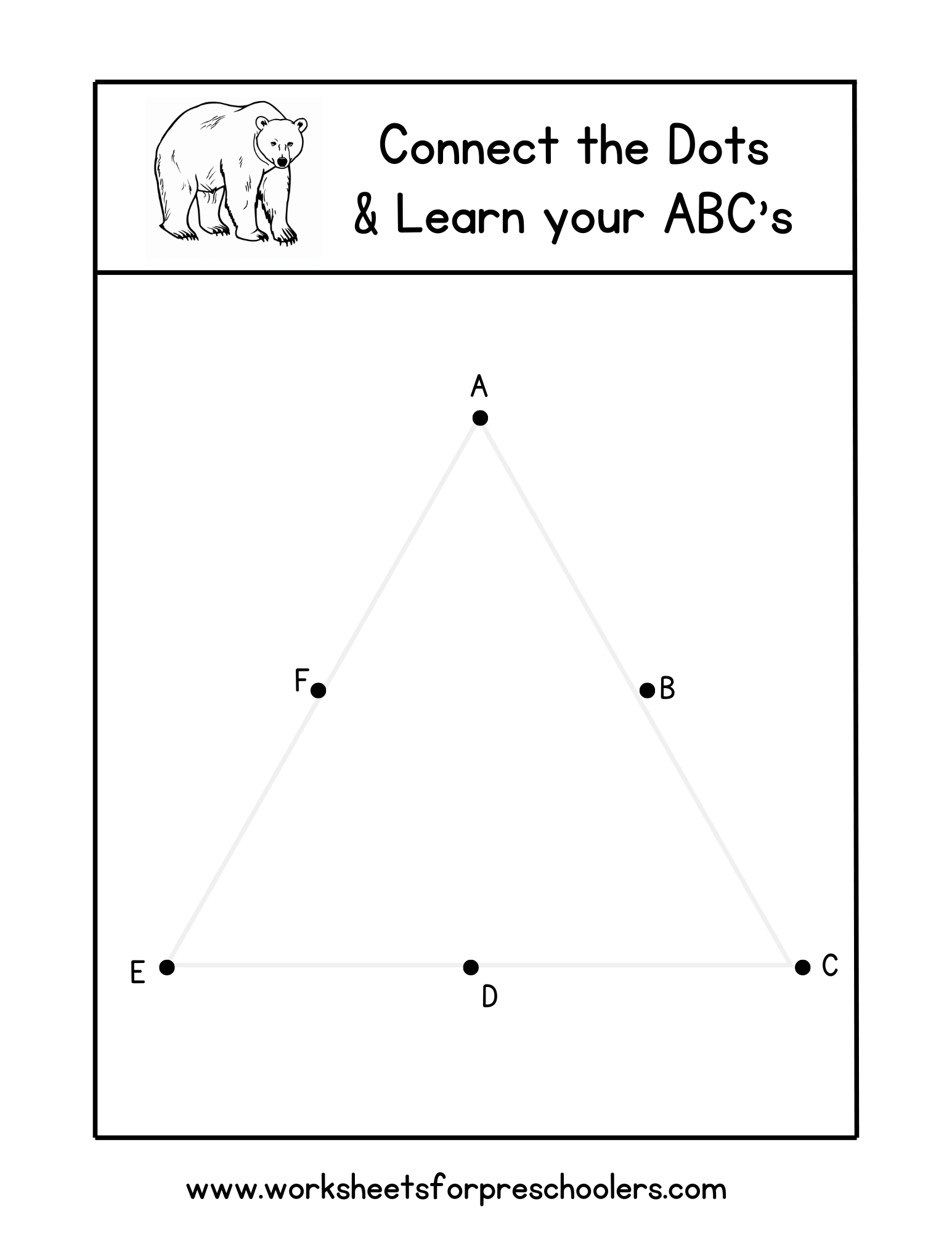 Connect the Dots Triangle Shape Worksheet for Preschoolers