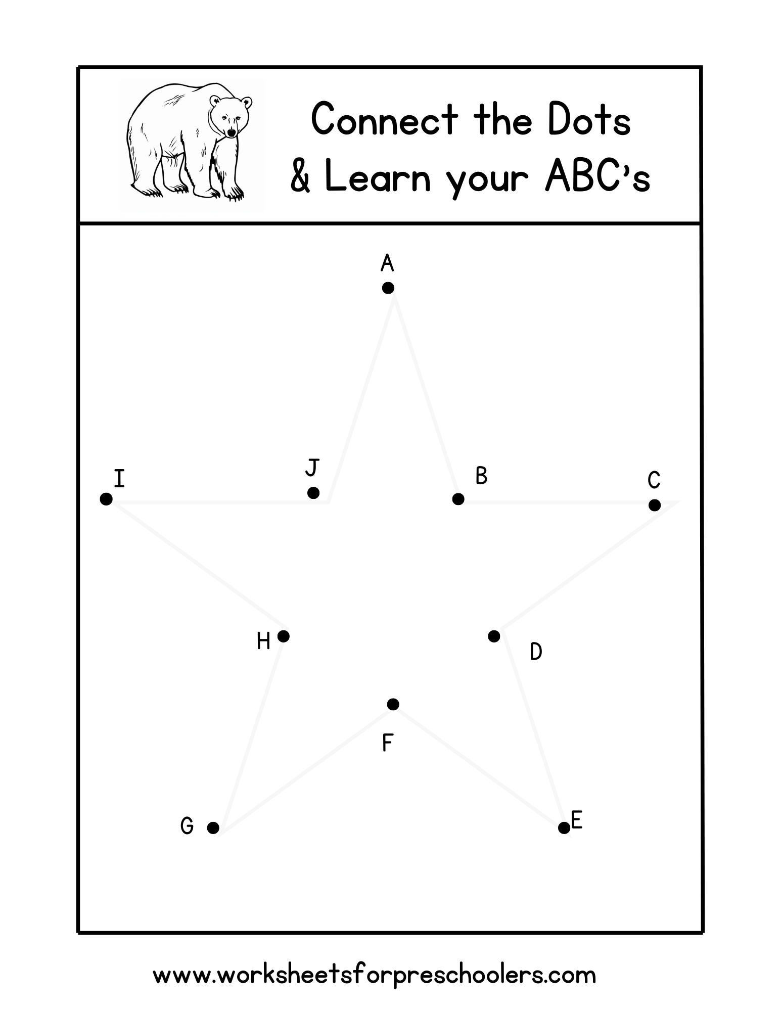 Connect the Dots Star Shape Worksheet for Preschoolers
