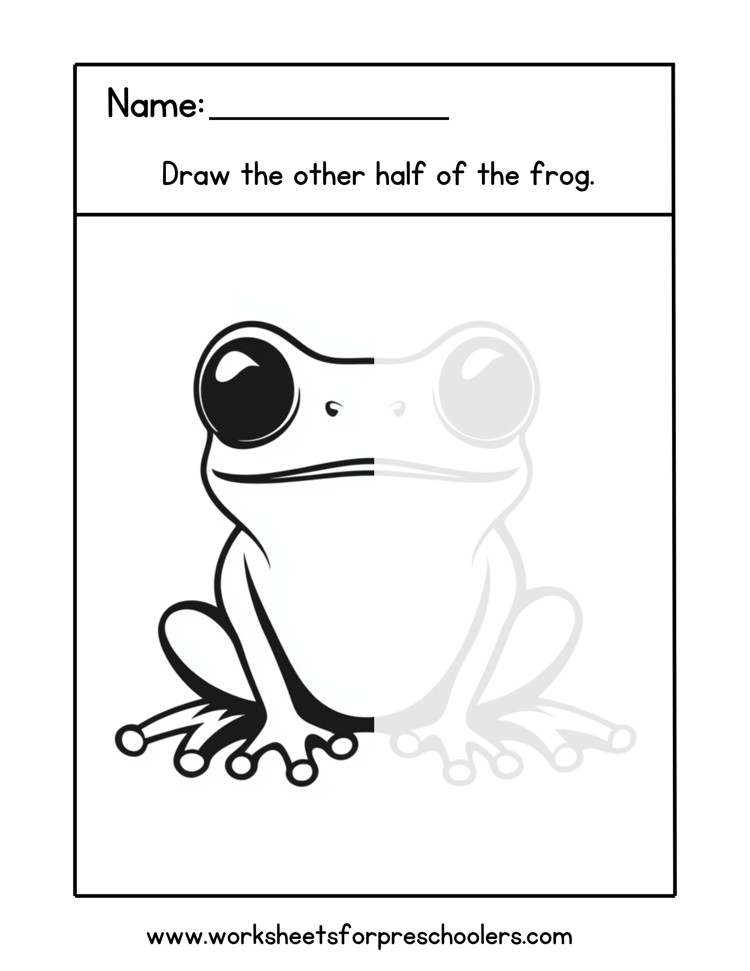 Finish Drawing the Frog Worksheet