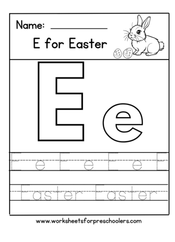E for Easter Letter Tracing Worksheet