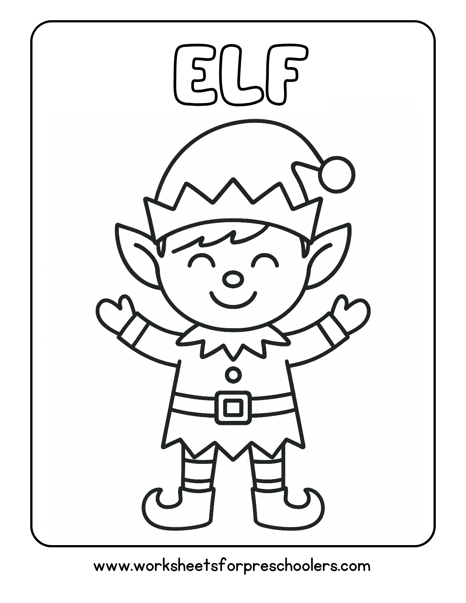 Elf Coloring Page Elf Coloring Page
