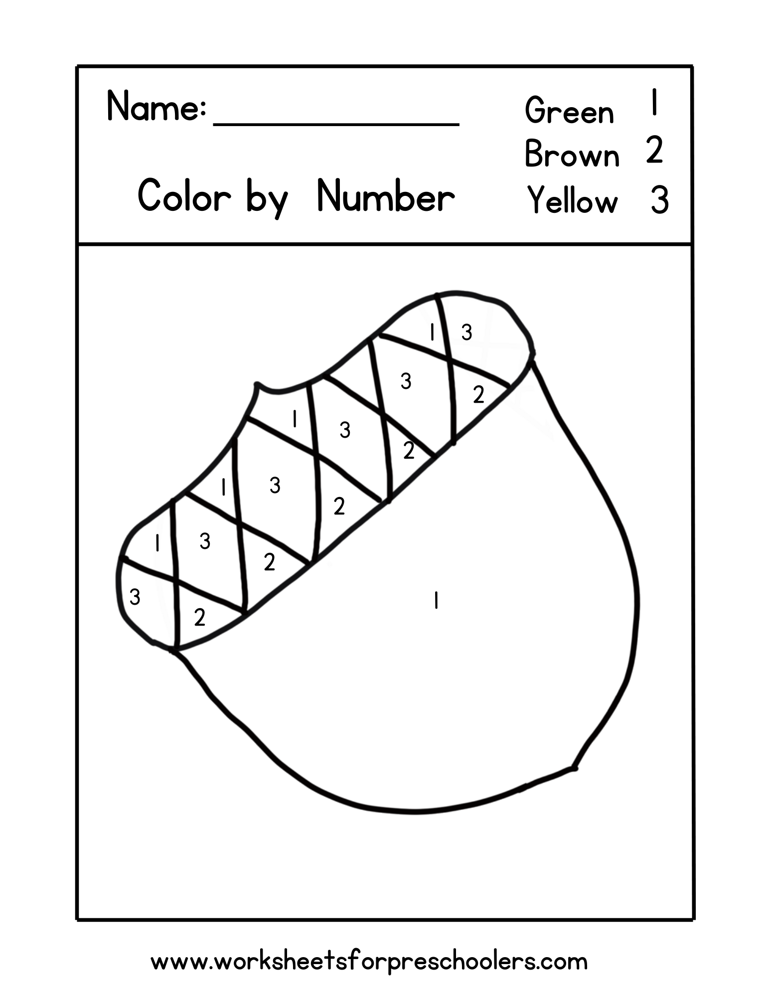 Fall Acorn Color by Number Worksheet Preschool