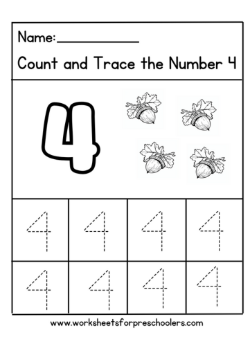 Fall Theme Number 4 Worksheet