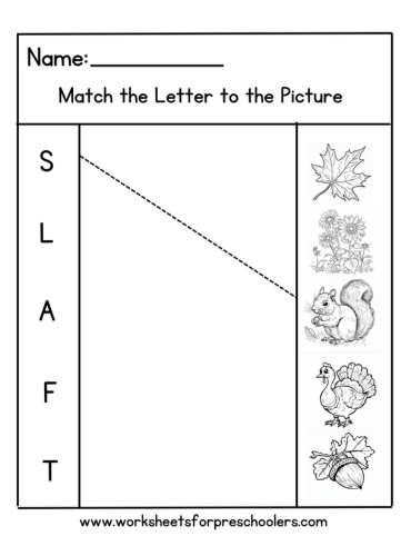 Fall Theme Matching Sound Worksheet