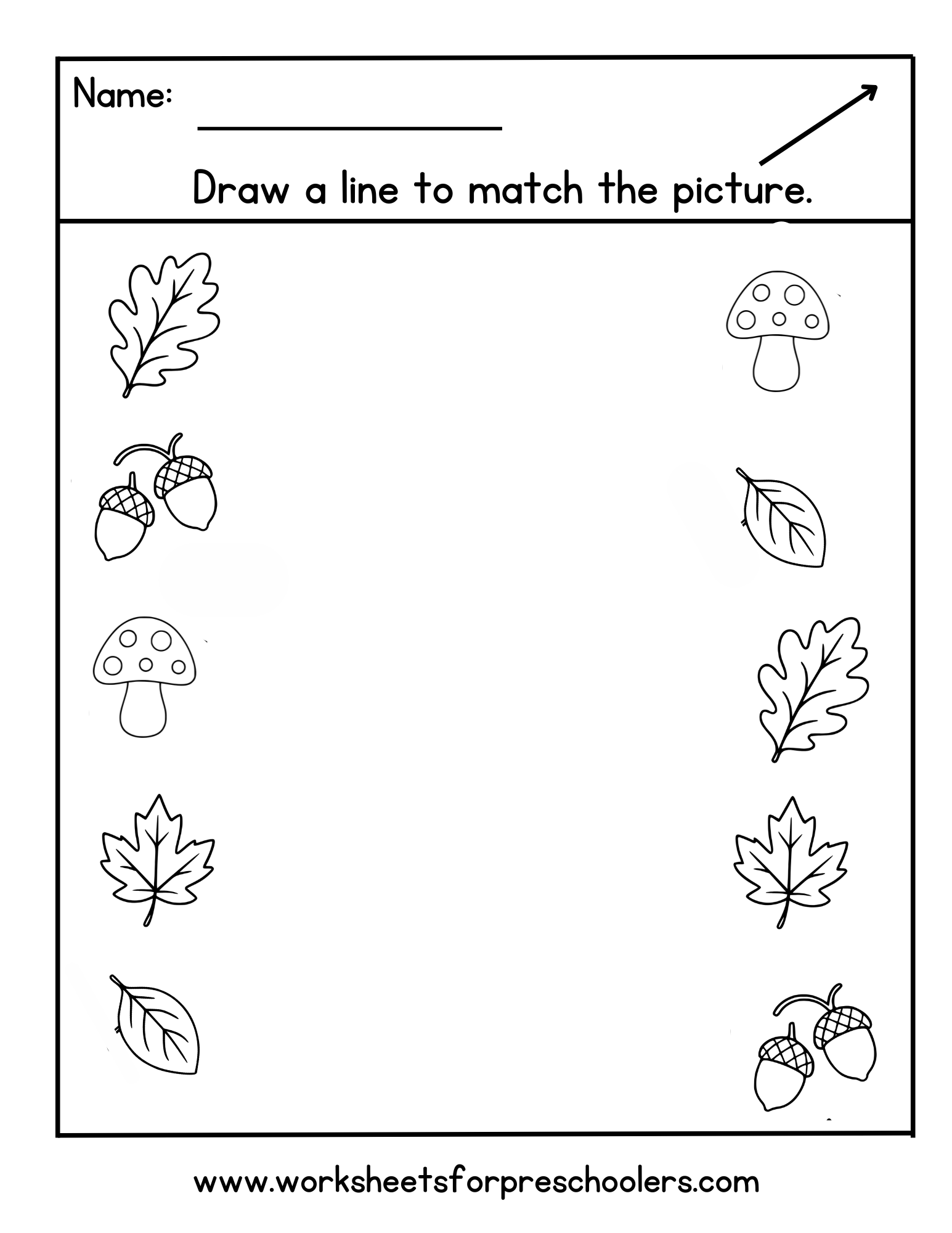 Fall Picture Matching Worksheet Fall Picture Matching Worksheet