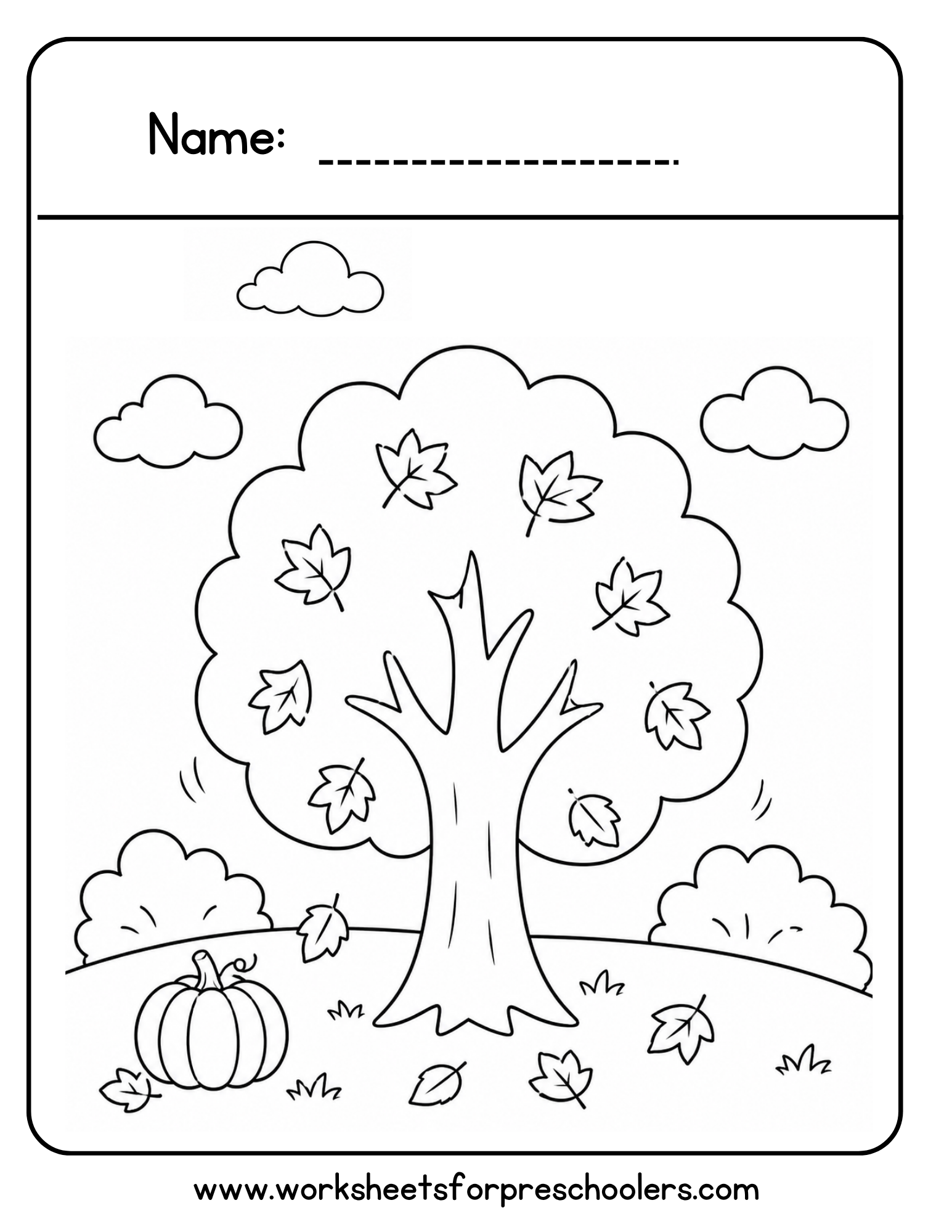 Fall Tree Coloring Page for Preschool Fall Tree Coloring Page for Preschool