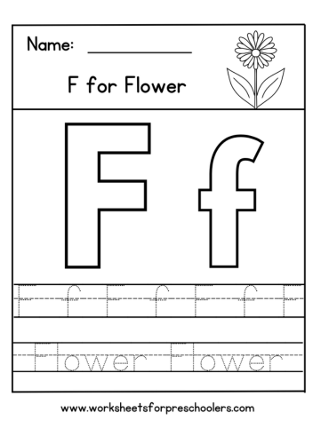 F for Flower Letter Tracing Worksheet
