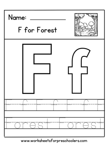 Letter F for Forest Worksheet