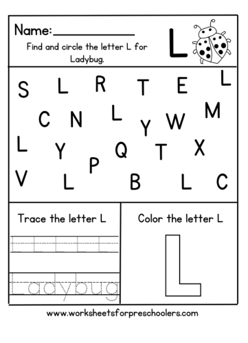 Letter L for Ladybug Worksheet