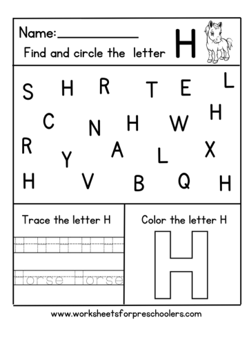 H for Horse Worksheet