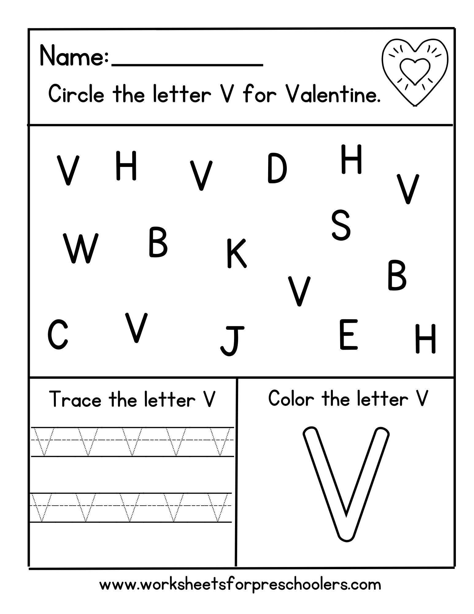 Find Trace Letter V for Valentine Worksheet Find Trace Letter V for Valentine Worksheet