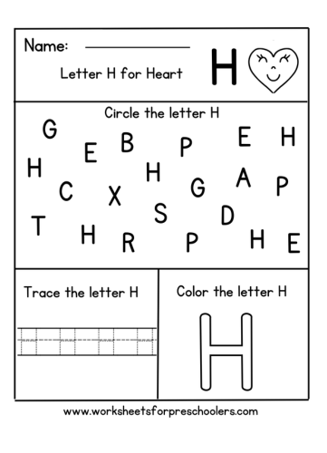 Letter H for Heart Tracing Worksheet