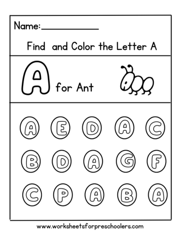 A for Ant Worksheet