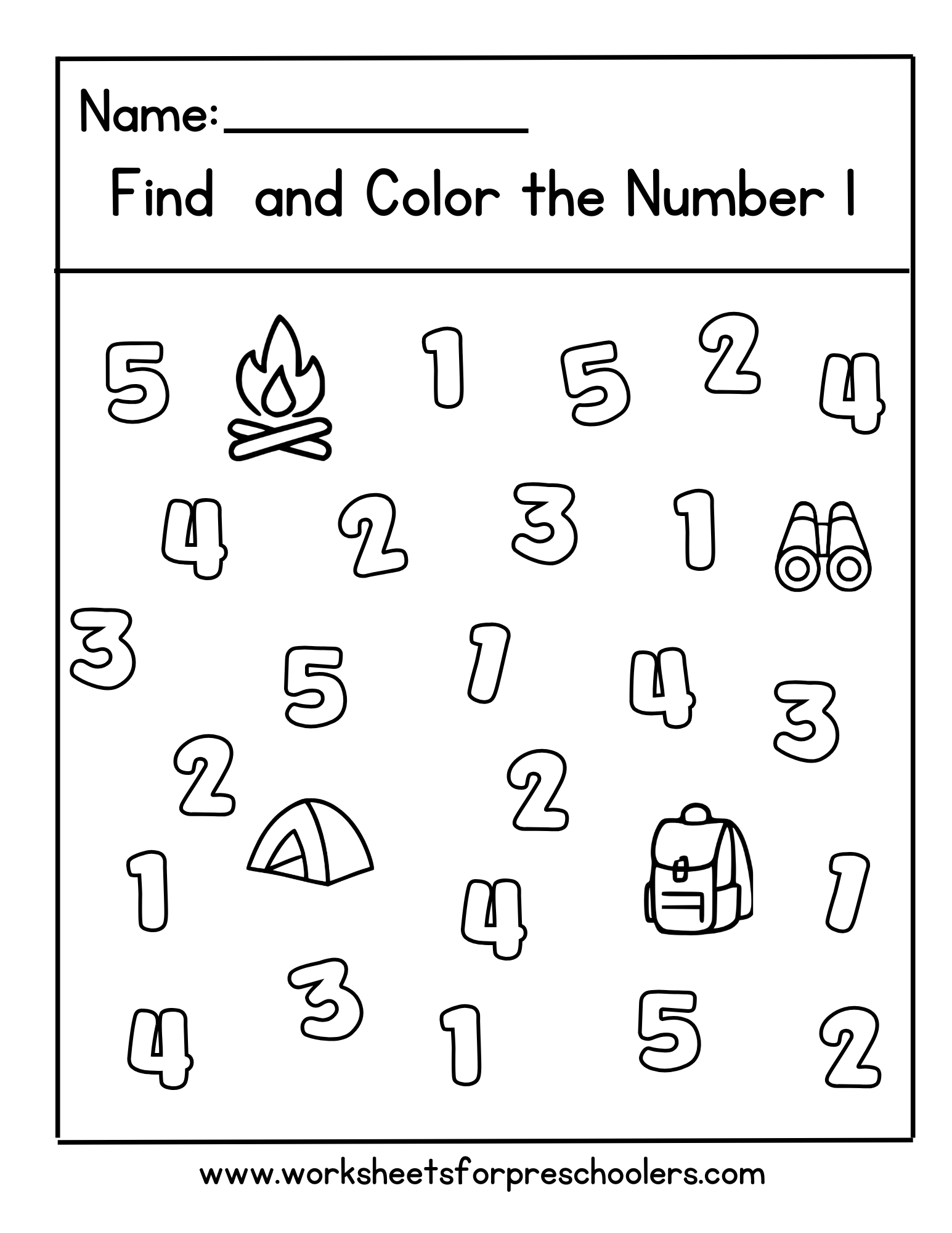 Number 1 Math Worksheet