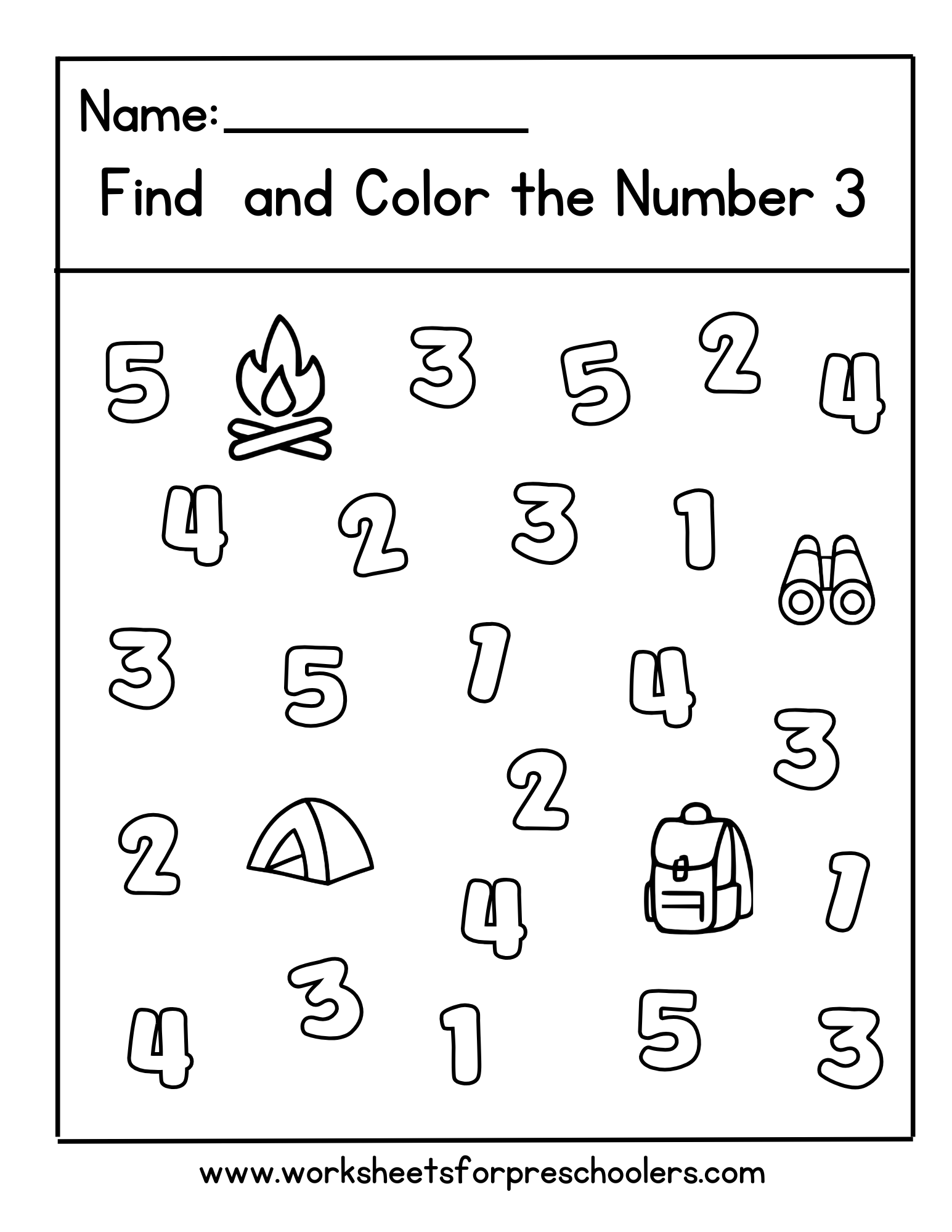 Number 3 Math Worksheet