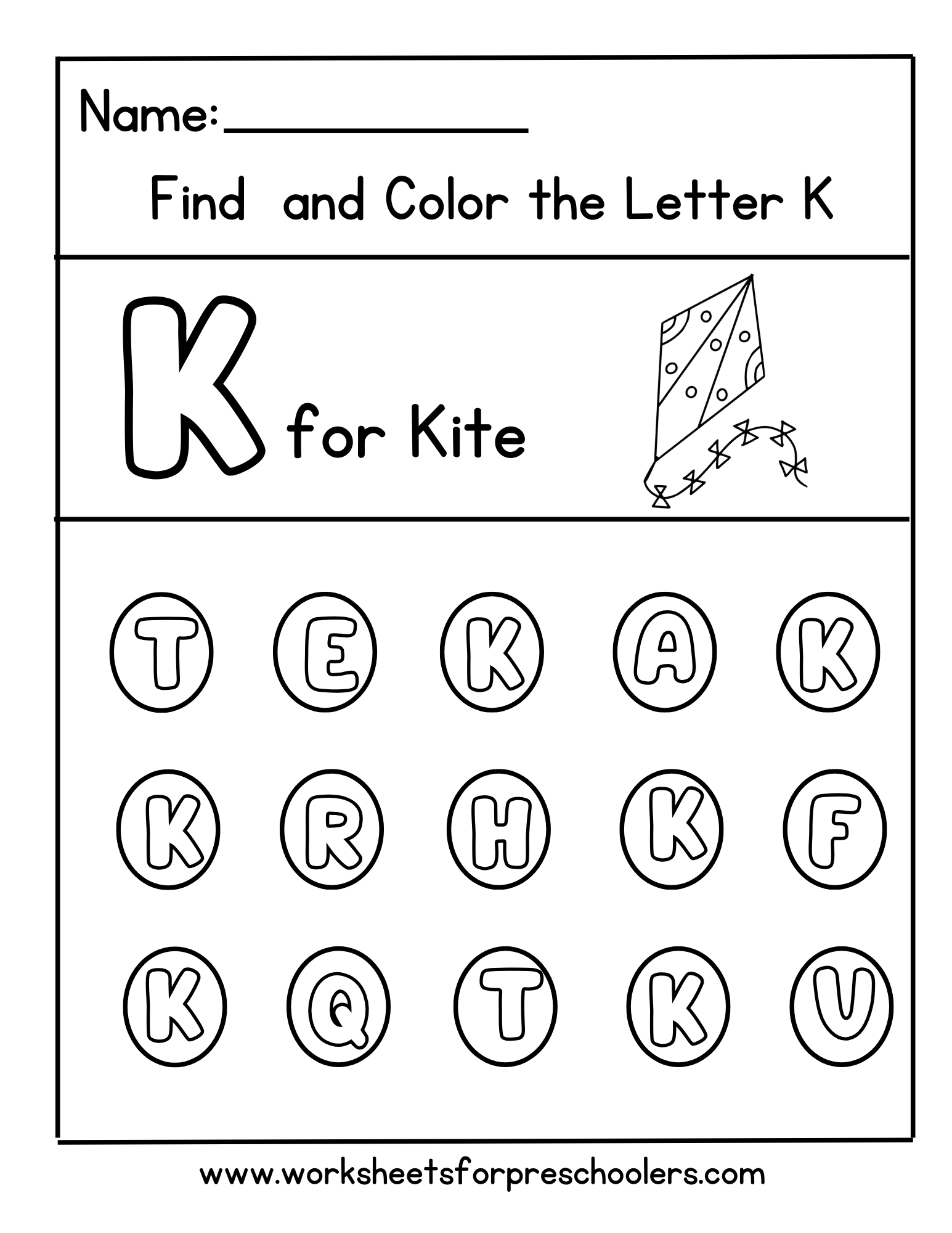 Find and Cicle the Letter K Find and Cicle the Letter K