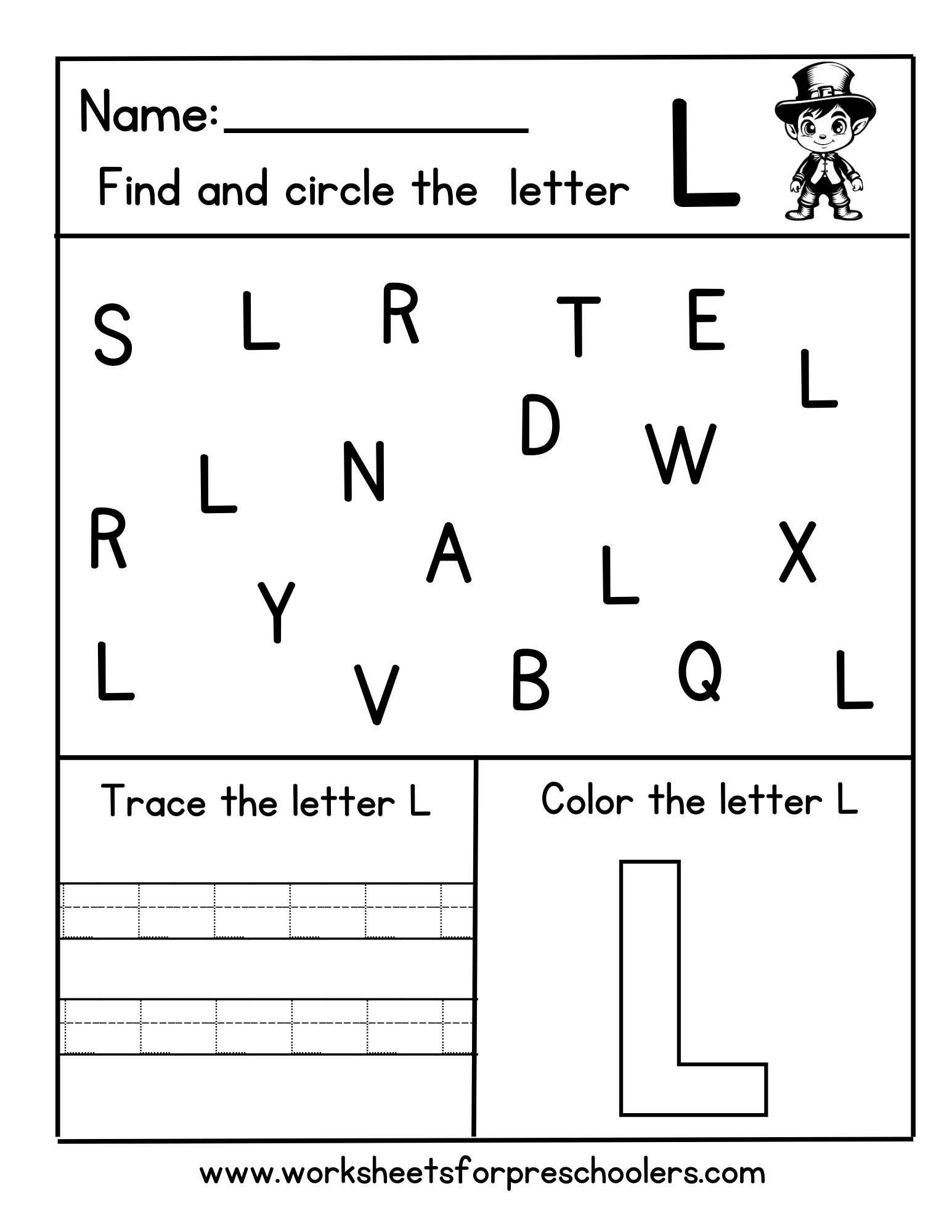 Letter L for Leprechaun Activity Worksheet Letter L for Leprechaun Activity Worksheet