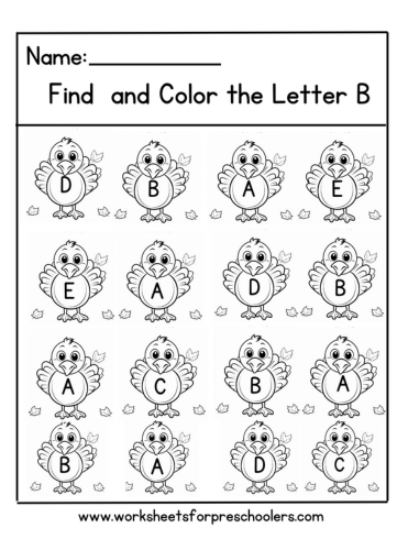 Preschool Find Letter B Activity Worksheet Turkey