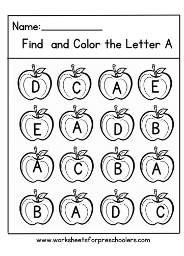 Find and Color Letter A