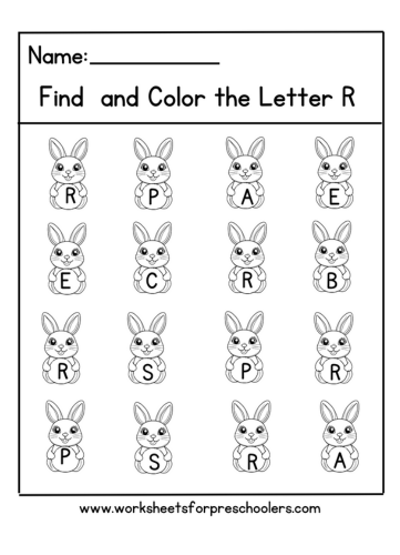 Letter R for Rabbit Worksheet