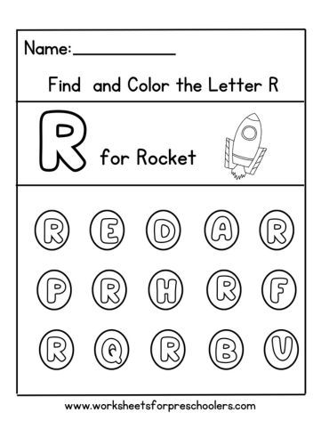 Find and Color R for Rocket
