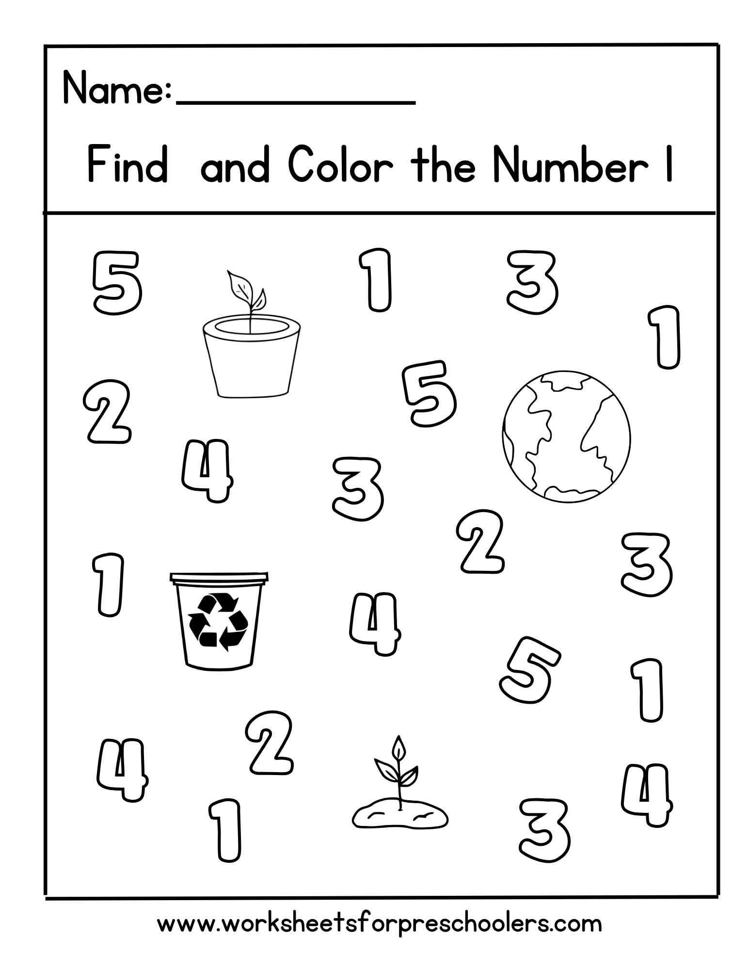 Earth Day Find and Color Number 1 Worksheet Earth Day Find and Color Number 1 Worksheet