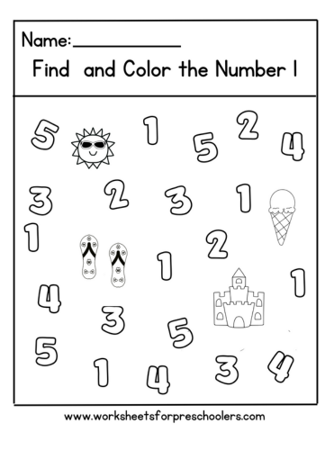 Math Number 1 Worksheet