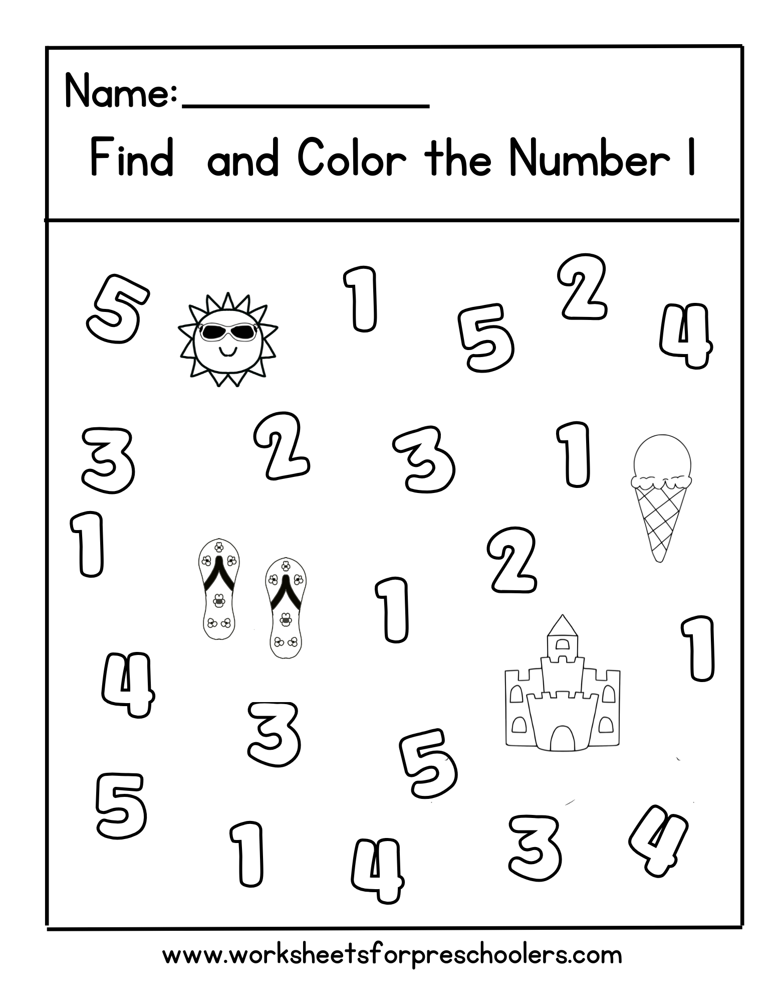 Summer Find and Color Number 1 Worksheet Summer Find and Color Number 1 Worksheet