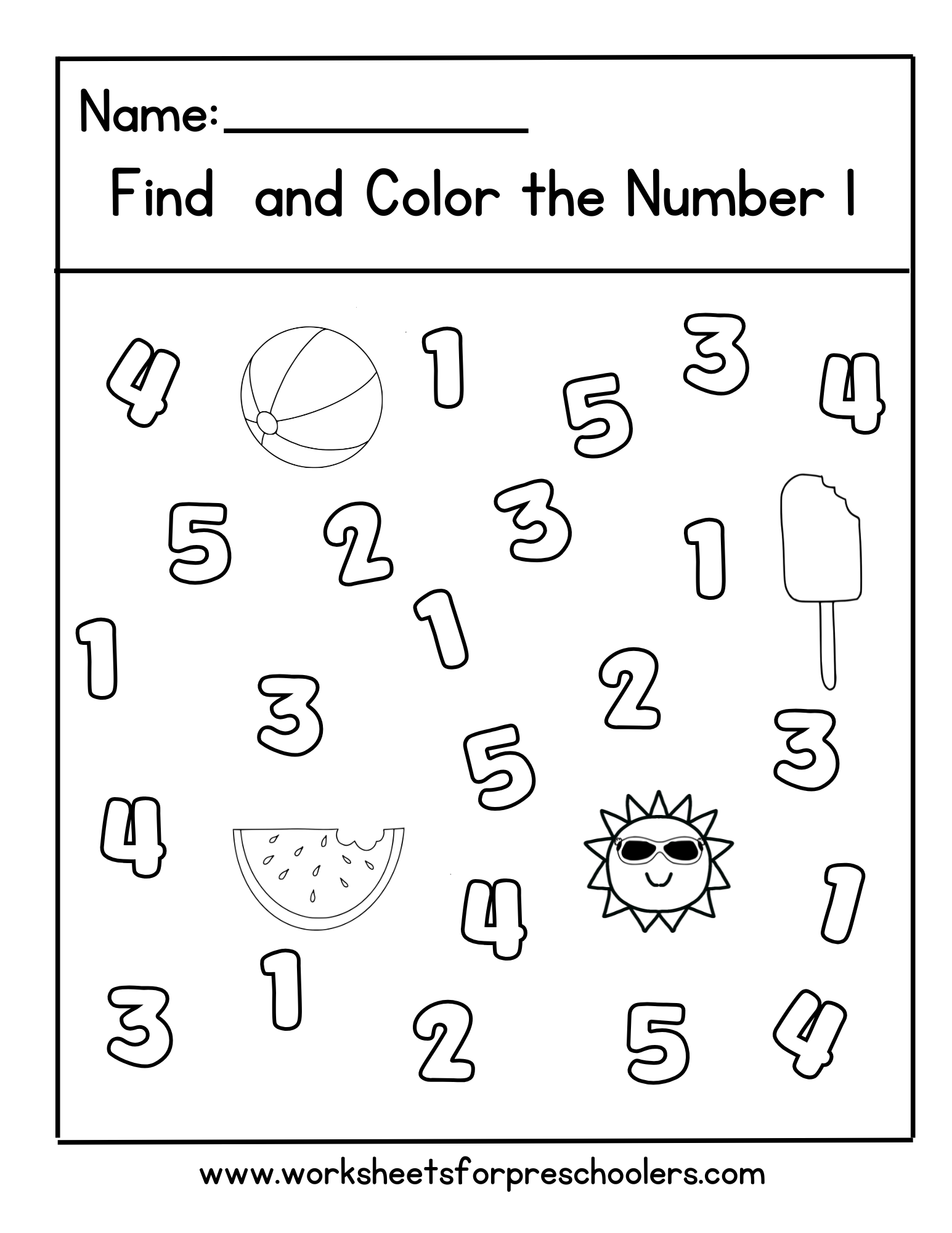 Math Number 1 Worksheet