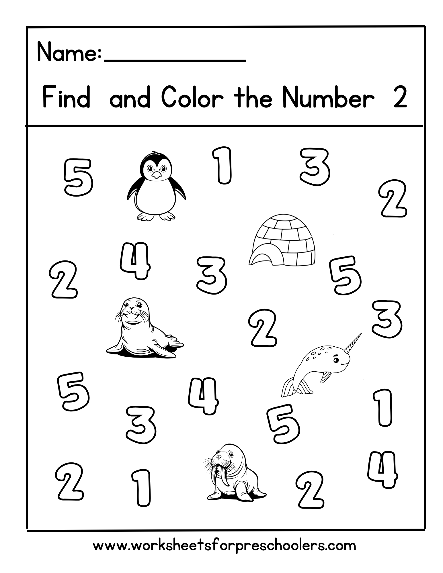 Number 2 Math Worksheet