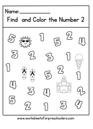 Summer Find and Color Number 2  Worksheet