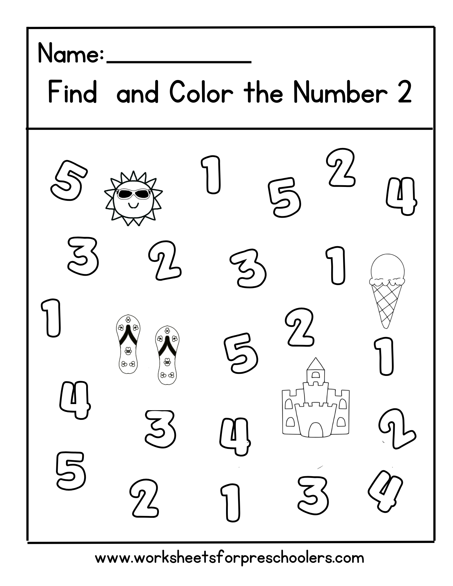 Summer Find and Color Number 2  Worksheet Summer Find and Color Number 2  Worksheet