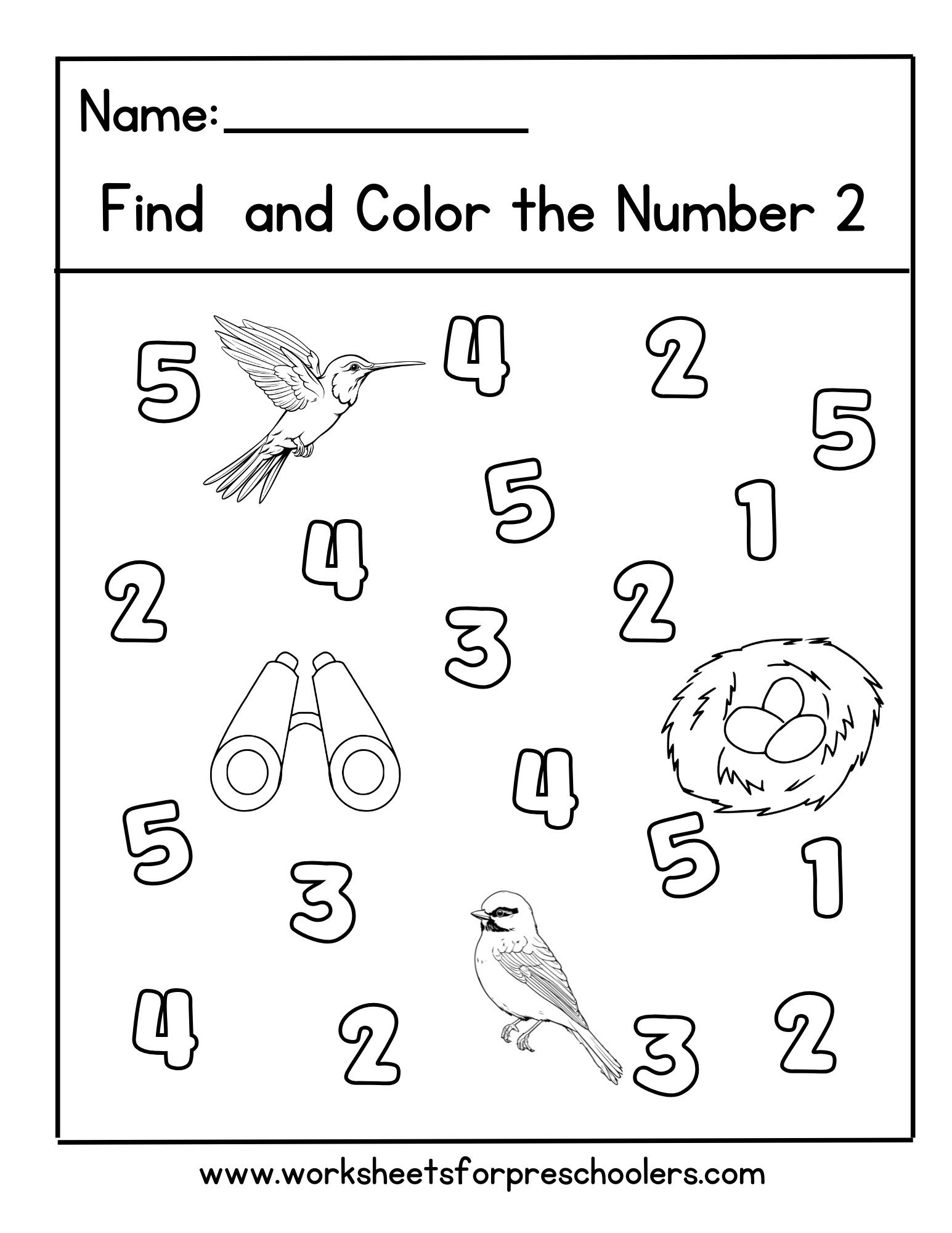 Birdwatching Find and Color Number 2 Worksheet Birdwatching Find and Color Number 2 Worksheet