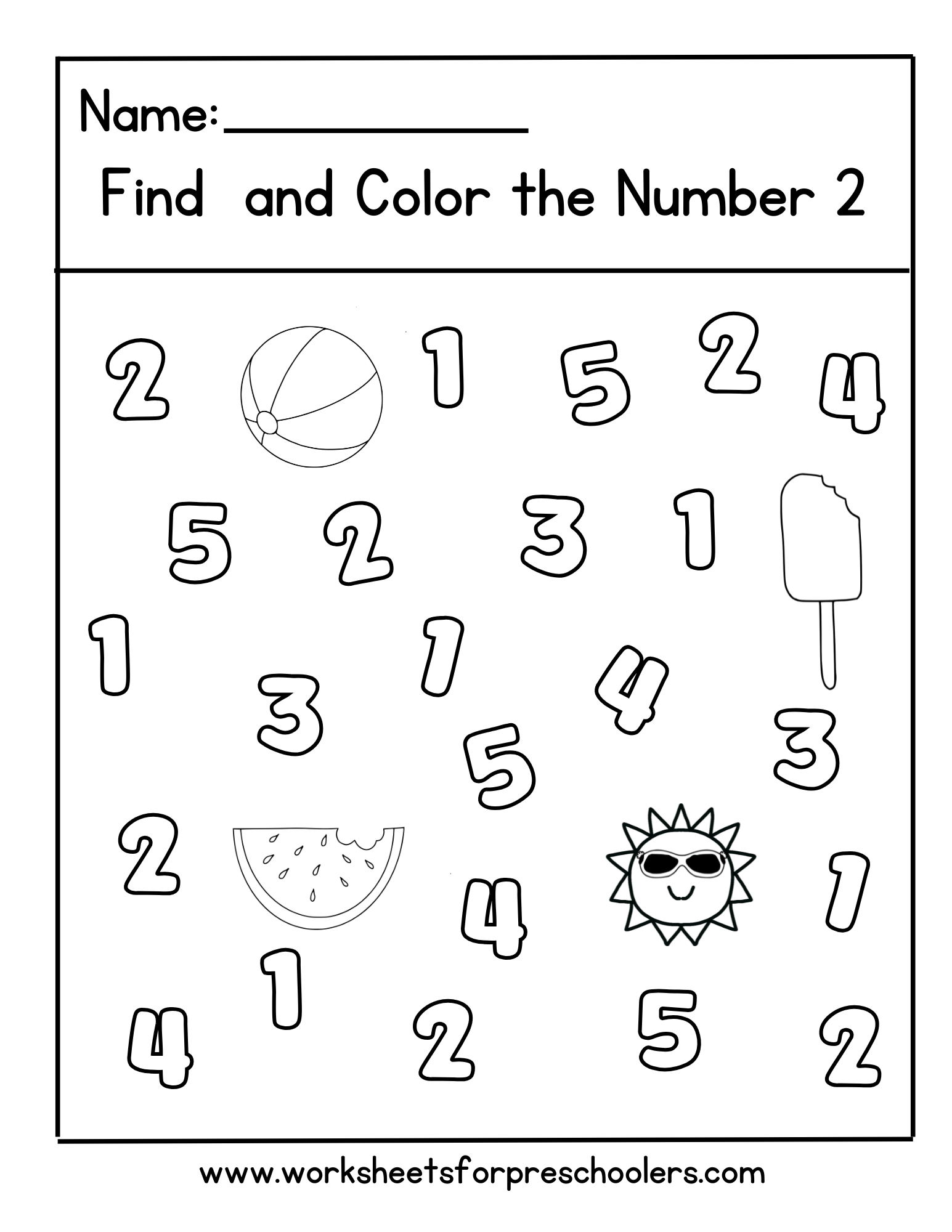 Number 2 Math Worksheet