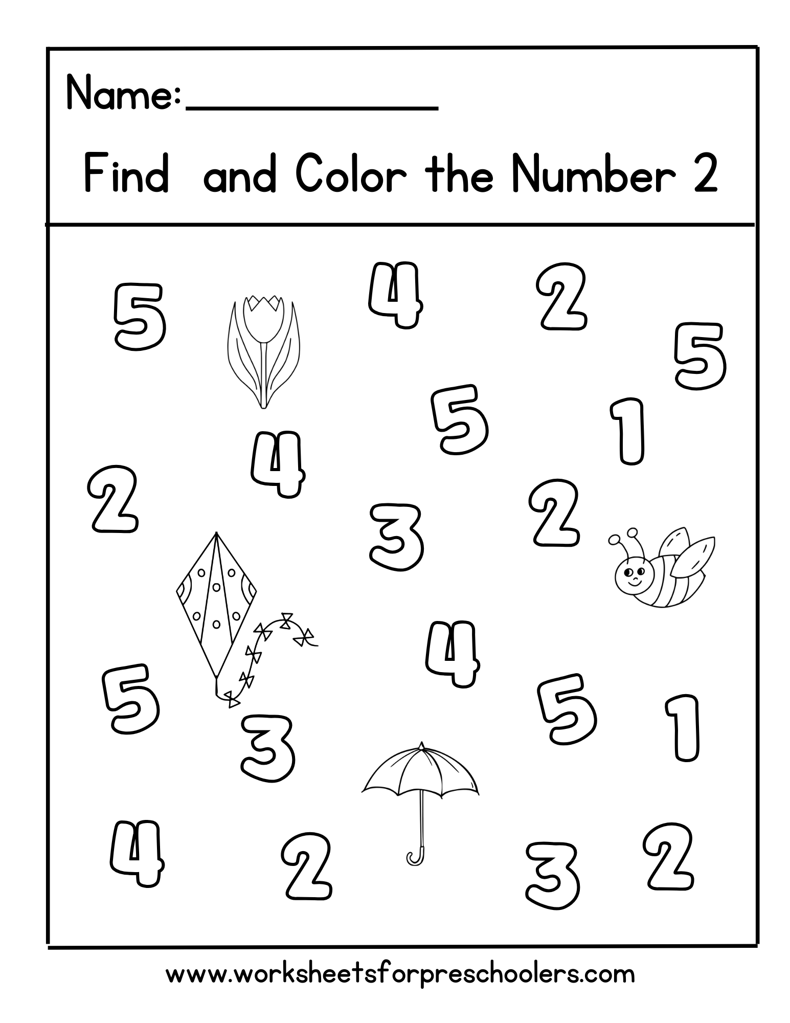 Spring Find and Color Number 2 Worksheet