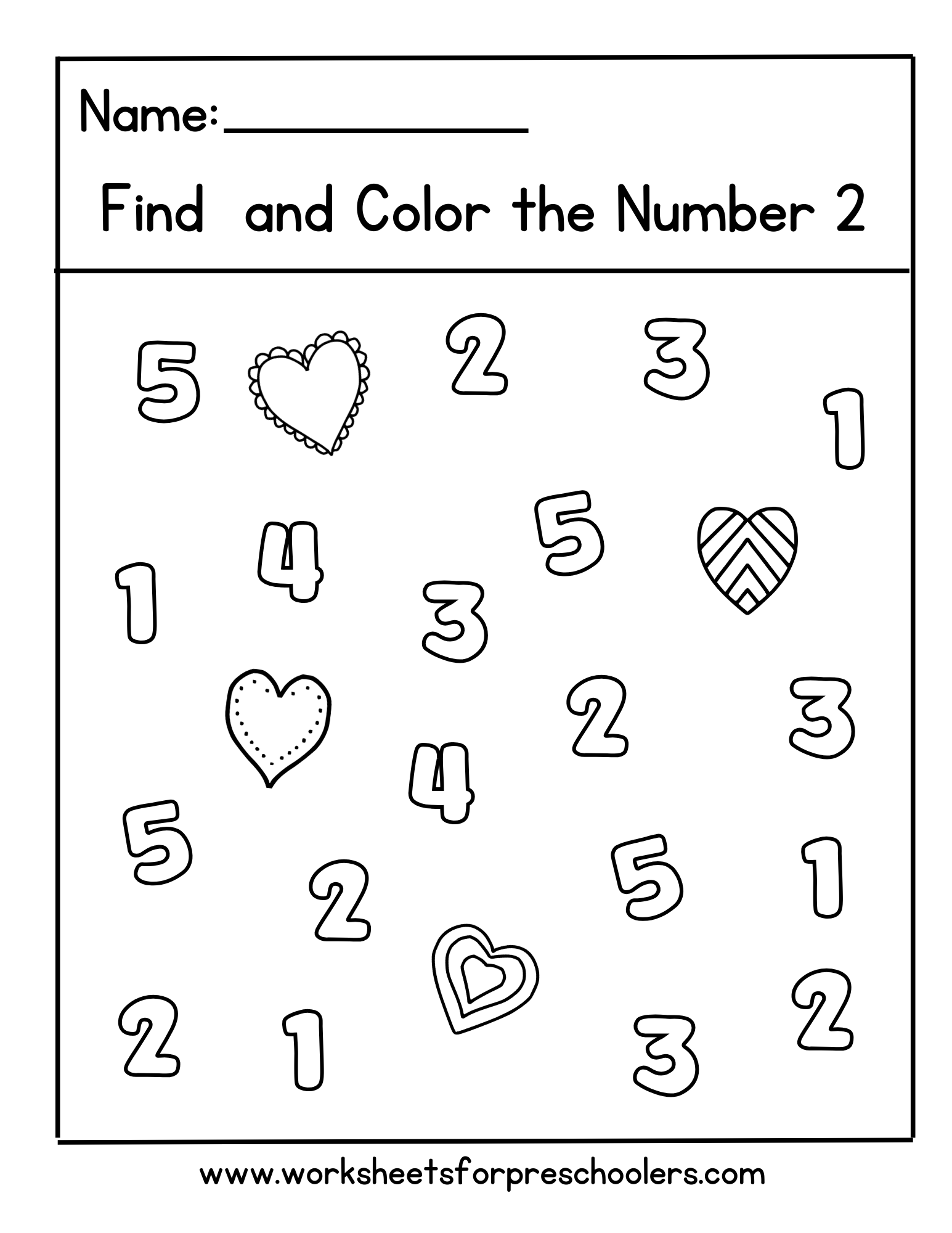 Valentine Find and Color Number 2