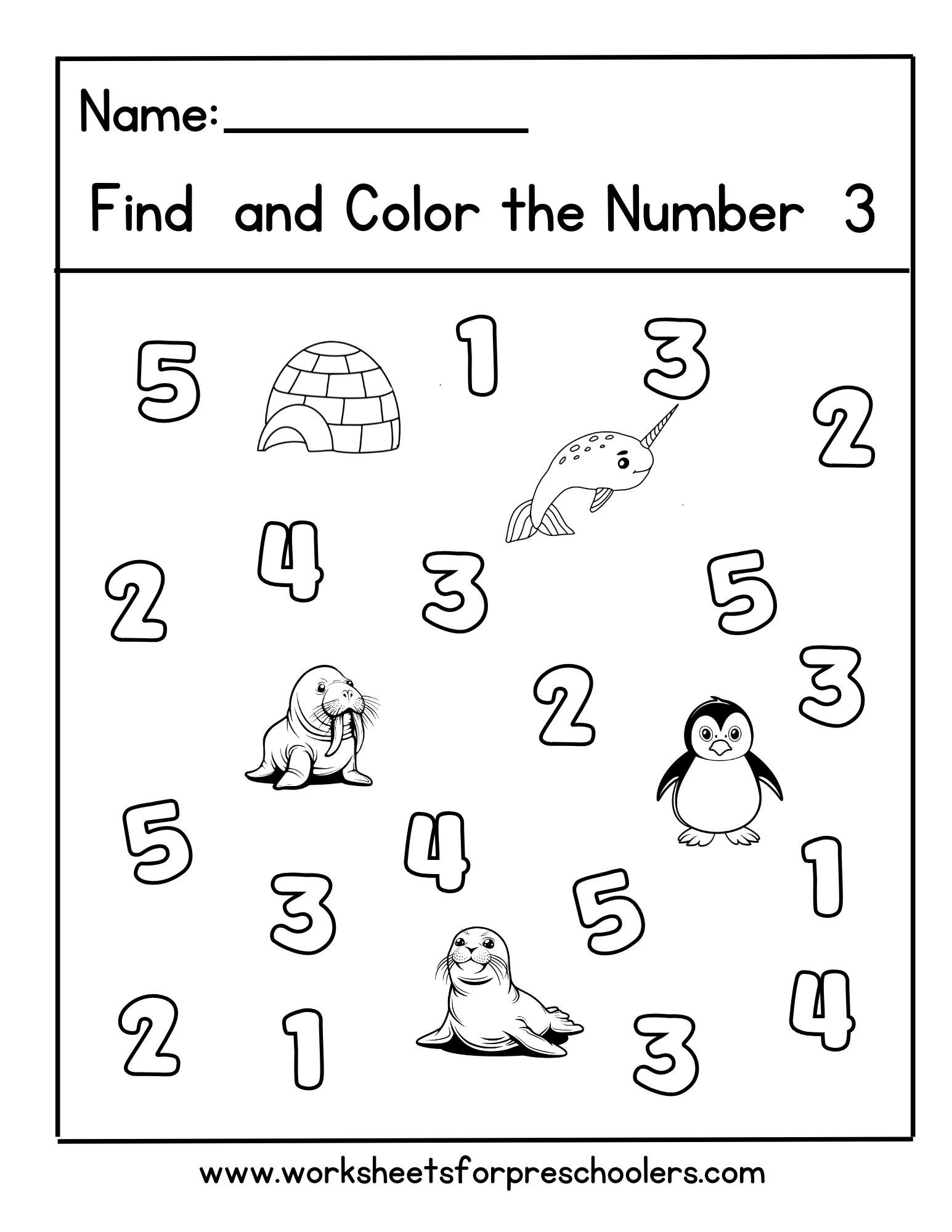 Number 3 Recognition Worksheet