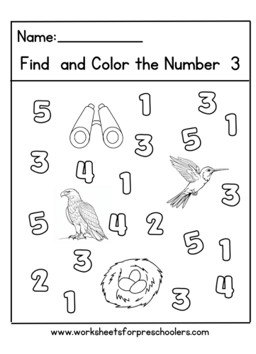 Number 3 Recognition Worksheet